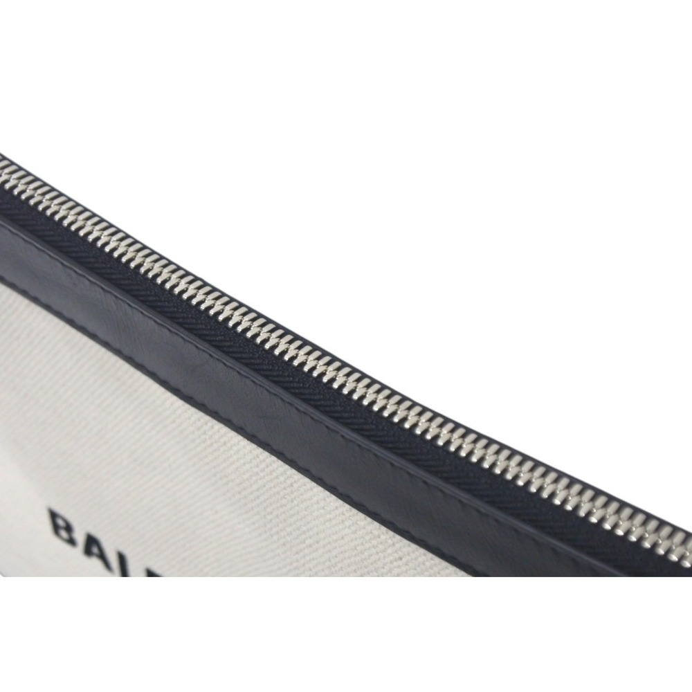 BALENCIAGA Clutch Bag Logo Canvas Leather White Black - Picture 5 of 9